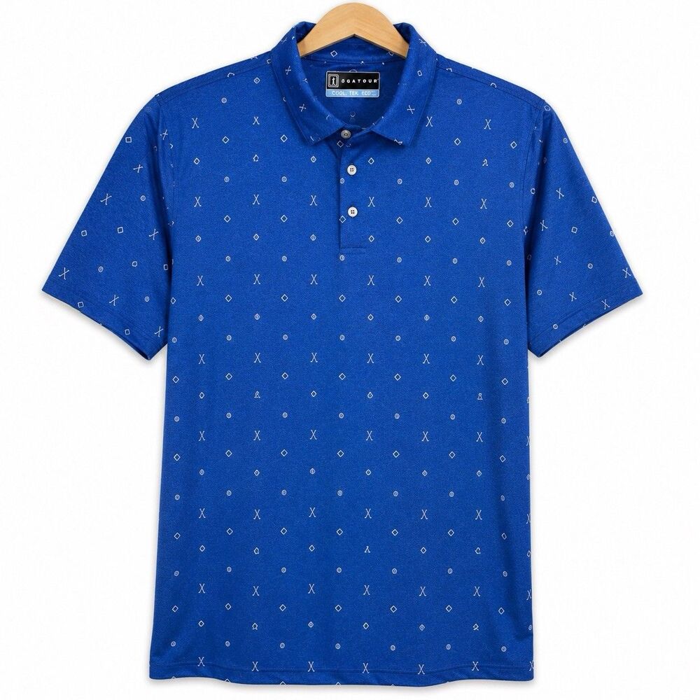 PGA Tour Polo Shirt Men XXL Blue Golf Performance Stretch Moisture Wicking Polo
